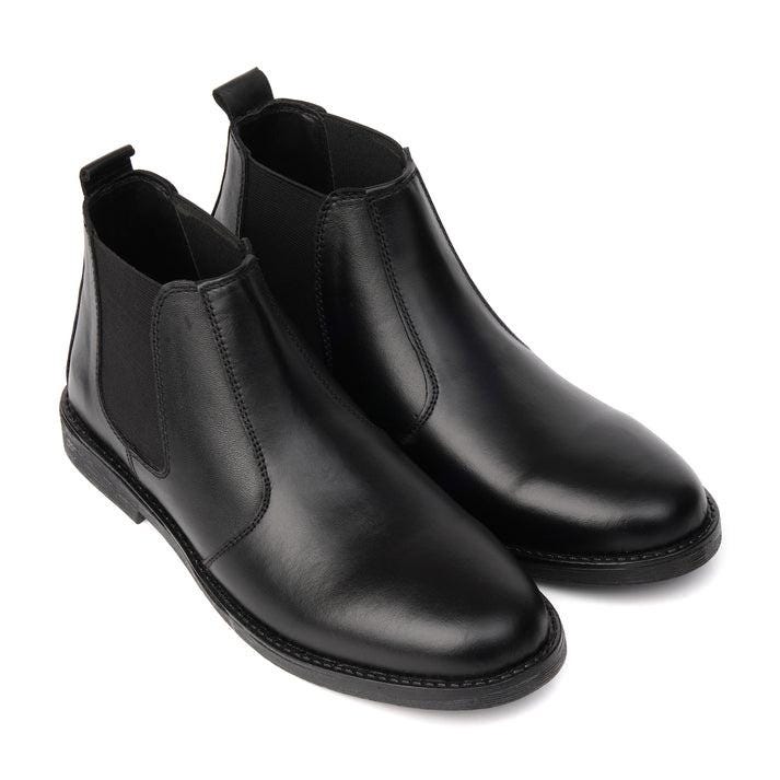 Black Leather Chelsea Boots Classic Slipon Style