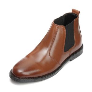Tan Leather Chelsea Boots Men's Polished Slipon Dress