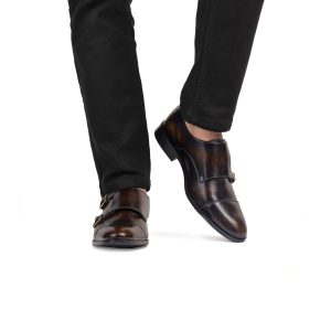 Bella Tread Men's Handcrafted[ Brown Double Monk Strap