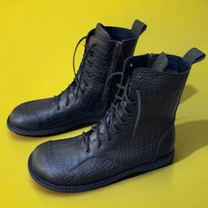 Pastel Leather Combat Boots Women Handmade Two Tone